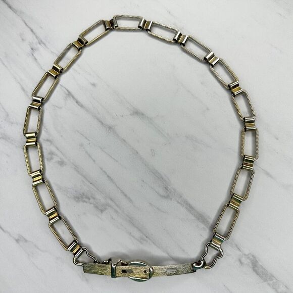Vintage Textured Gold Tone Metal Chain Link Belt ✨ - Picture 1 of 10